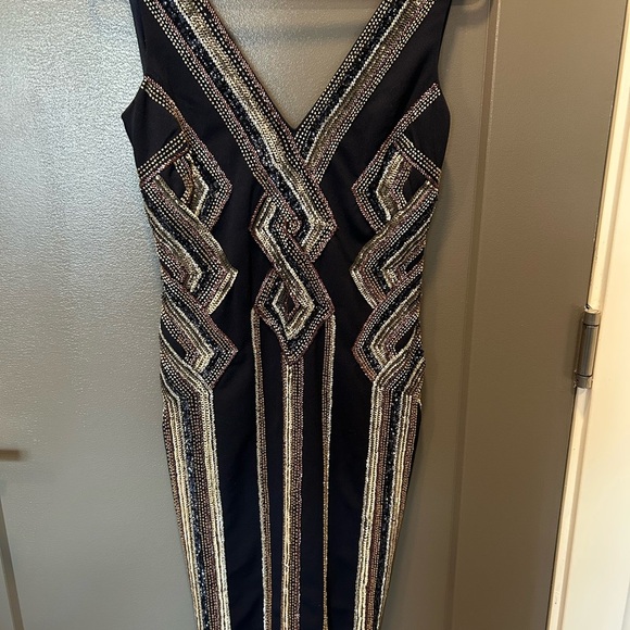 AIDEN MATTOX SEQUINED ART DECO OLD MONEY MADE IN INIDA MIDNIGHT BLUE LIKE NEW 0 - Picture 2 of 6